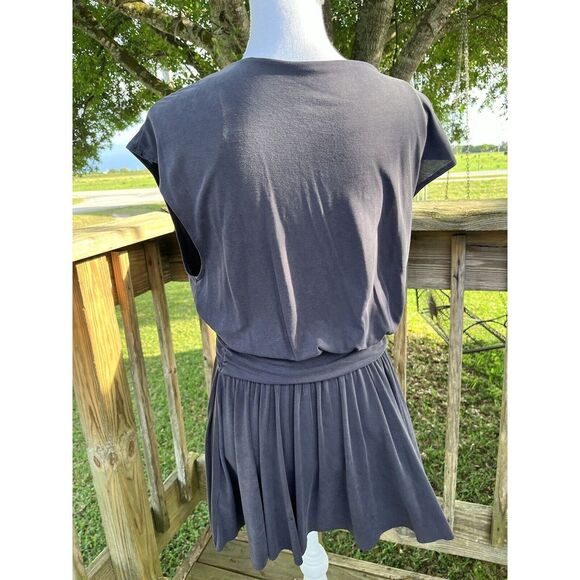 FREE PEOPLE CUPRO CRISS CROSS SOFT BLACK CAP SLEEVE DRESS    Sz S - Picture 3 of 4